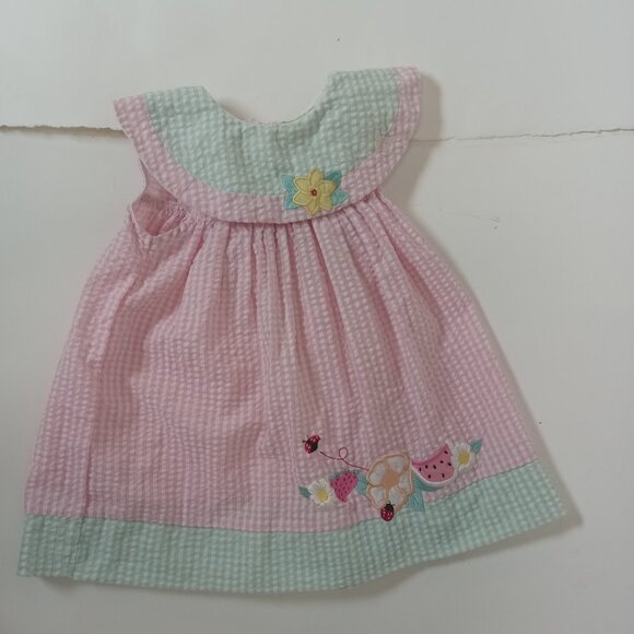 Vintage Sears Baby Pink Checkered Gingham Toddler Dress Sz 2T 24 Months Flower - Picture 15 of 15